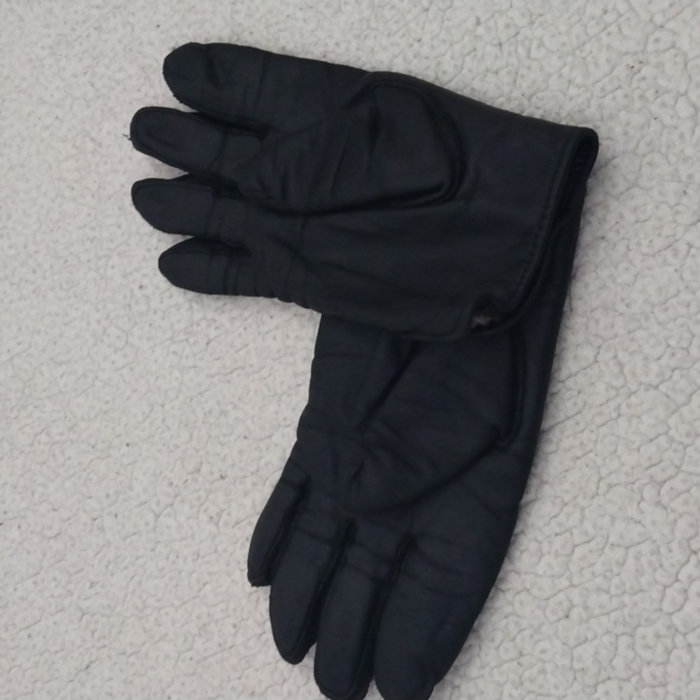 Men's Black Leather Rabbit Fur Gloves - XL*